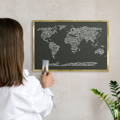 Lavagna magnetica per calamite souvenir in colore oro Mappa testuale