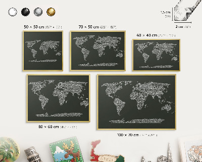 Lavagna magnetica per calamite souvenir in colore oro Mappa testuale