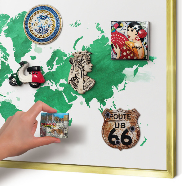 Lavagna magnetica per calamite souvenir in colore oro Mappa verde