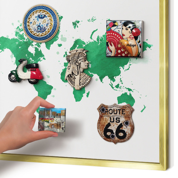 Lavagna magnetica per calamite souvenir in colore oro Mappa verde