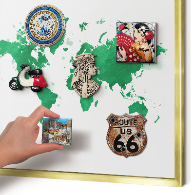 Lavagna magnetica per calamite souvenir in colore oro Mappa verde