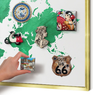 Lavagna magnetica per calamite souvenir in colore oro Mappa verde