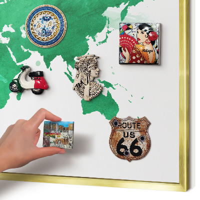 Lavagna magnetica per calamite souvenir in colore oro Mappa verde