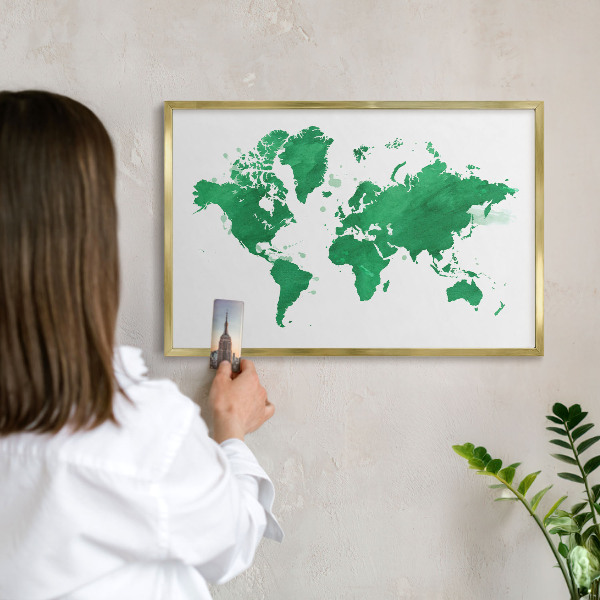 Lavagna magnetica per calamite souvenir in colore oro Mappa verde