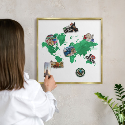 Lavagna magnetica per calamite souvenir in colore oro Mappa verde