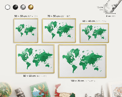 Lavagna magnetica per calamite souvenir in colore oro Mappa verde
