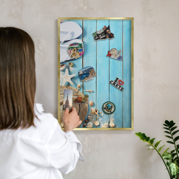 Lavagna magnetica per calamite souvenir in colore oro Spettacolo di vacanza