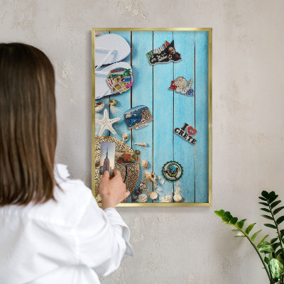 Lavagna magnetica per calamite souvenir in colore oro Spettacolo di vacanza