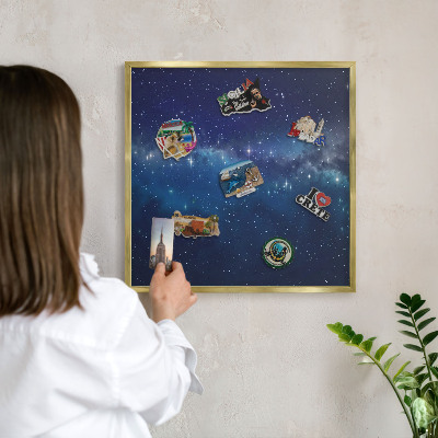 Lavagna magnetica per calamite souvenir in colore oro Spazio stellare