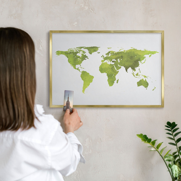 Lavagna per calamite delle vacanze con cornice dorata Mappa verde
