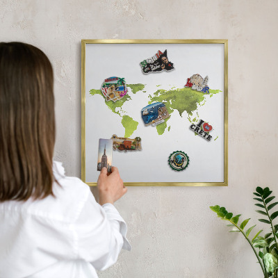 Lavagna per calamite delle vacanze con cornice dorata Mappa verde