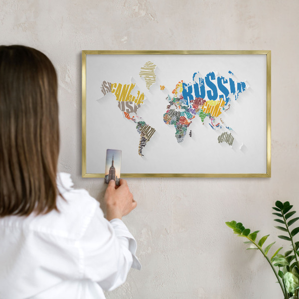 Lavagna magnetica per calamite souvenir in colore oro Mappa a colori