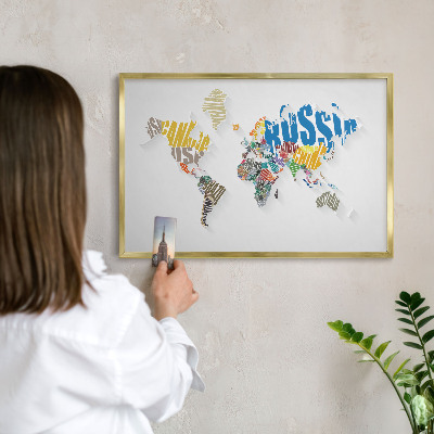 Lavagna magnetica per calamite souvenir in colore oro Mappa a colori