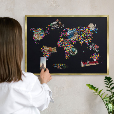 Lavagna per calamite delle vacanze con cornice dorata Mappa a colori