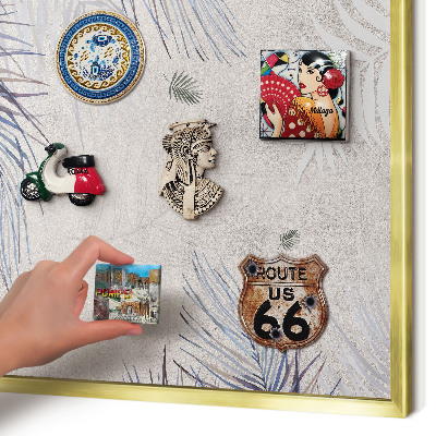 Lavagna magnetica per calamite souvenir in colore oro Eleganza frondosa