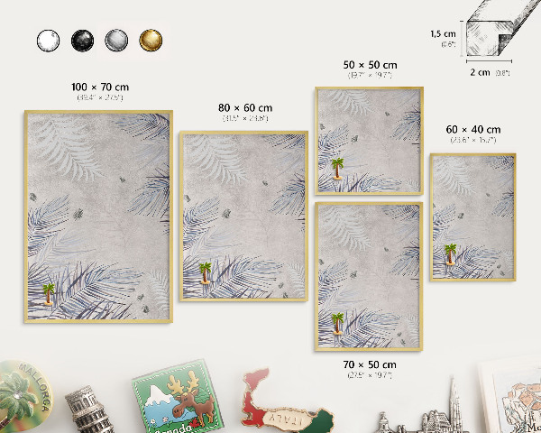 Lavagna magnetica per calamite souvenir in colore oro Eleganza frondosa