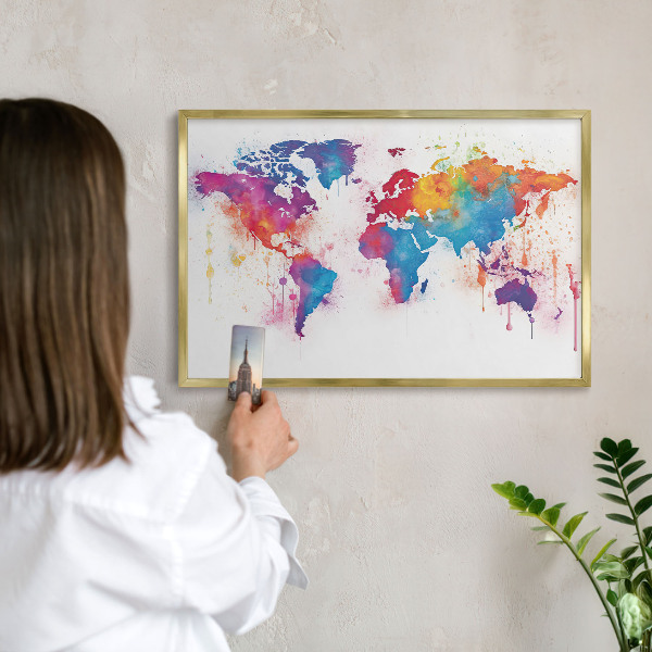 Lavagna per calamite delle vacanze con cornice dorata Mappa a colori