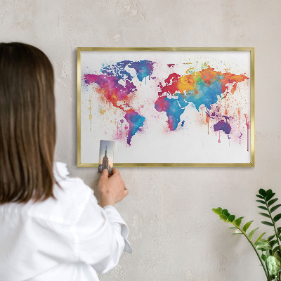 Lavagna per calamite delle vacanze con cornice dorata Mappa a colori