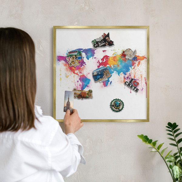 Lavagna per calamite delle vacanze con cornice dorata Mappa a colori