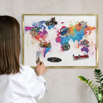 Lavagna per calamite delle vacanze con cornice dorata Mappa a colori