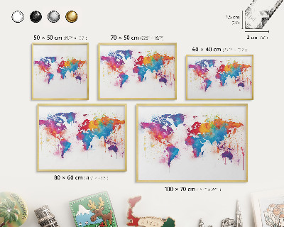 Lavagna per calamite delle vacanze con cornice dorata Mappa a colori