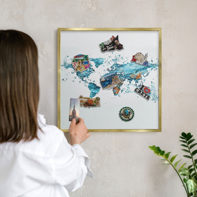 Lavagna per calamite delle vacanze con cornice dorata Mappa delle acque