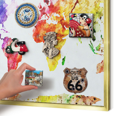 Lavagna magnetica per calamite souvenir in colore oro Mappa a colori