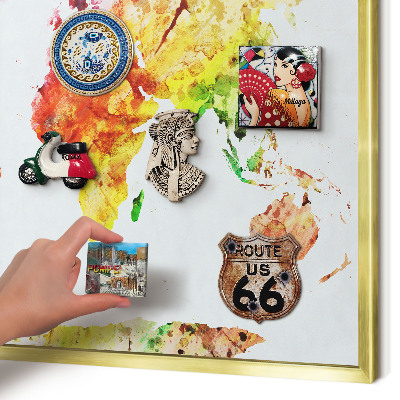 Lavagna magnetica per calamite souvenir in colore oro Mappa a colori