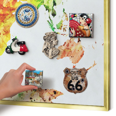 Lavagna magnetica per calamite souvenir in colore oro Mappa a colori