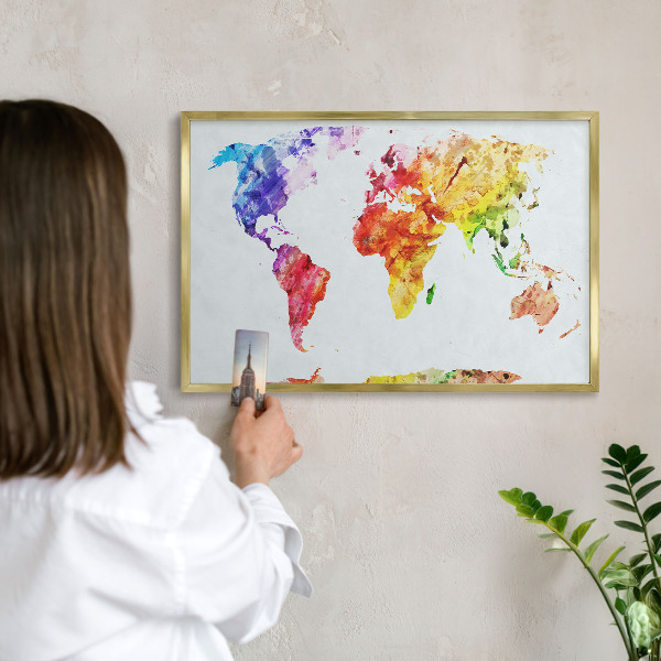 Lavagna magnetica per calamite souvenir in colore oro Mappa a colori