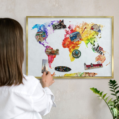 Lavagna magnetica per calamite souvenir in colore oro Mappa a colori