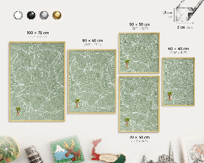 Lavagna magnetica per calamite souvenir in colore oro Foglie tropicali