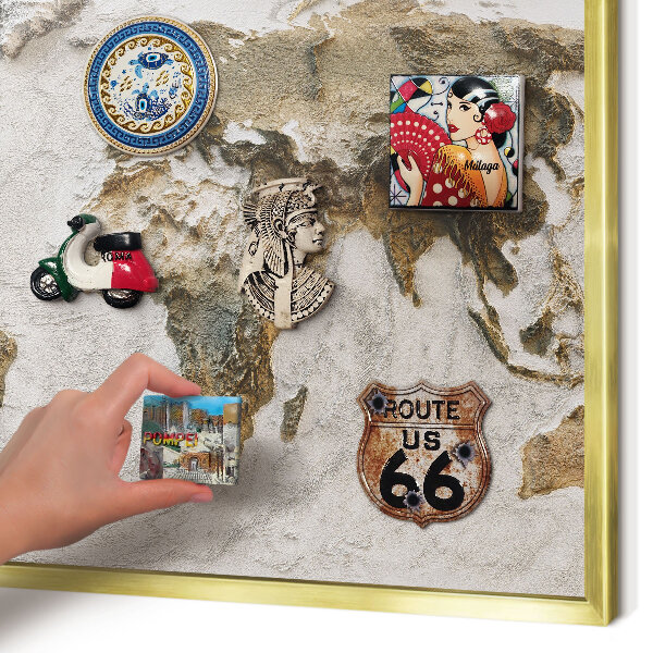 Lavagna magnetica per calamite souvenir in colore oro Mappa altimetrica