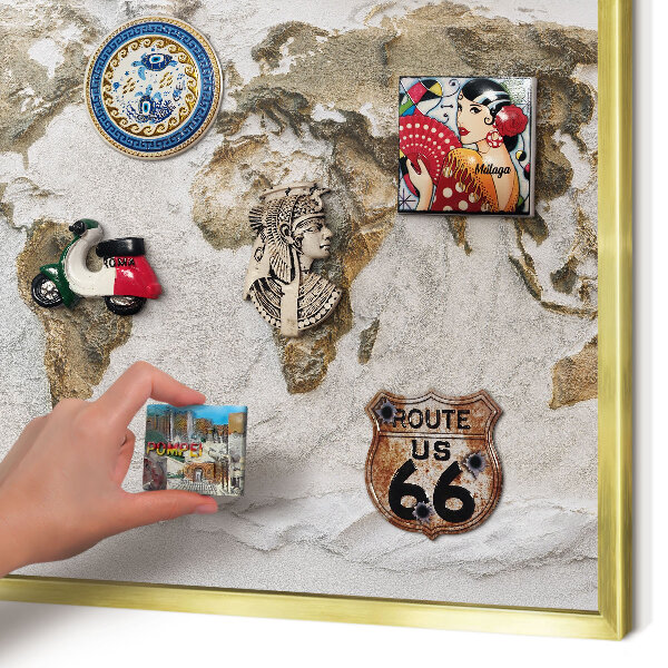 Lavagna magnetica per calamite souvenir in colore oro Mappa altimetrica