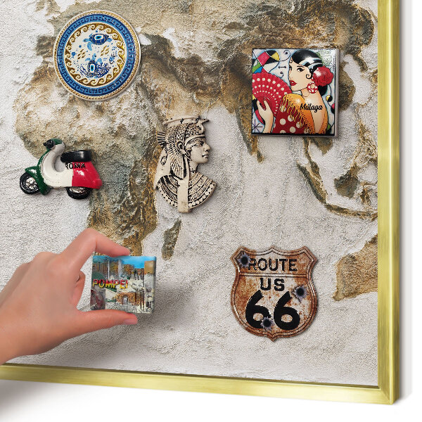 Lavagna magnetica per calamite souvenir in colore oro Mappa altimetrica