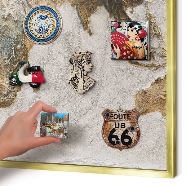 Lavagna magnetica per calamite souvenir in colore oro Mappa altimetrica