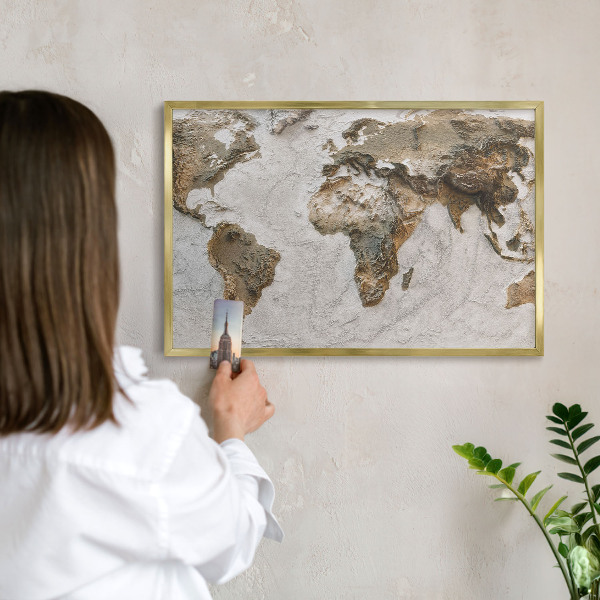 Lavagna magnetica per calamite souvenir in colore oro Mappa altimetrica