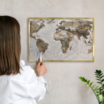 Lavagna magnetica per calamite souvenir in colore oro Mappa altimetrica