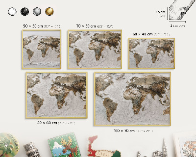 Lavagna magnetica per calamite souvenir in colore oro Mappa altimetrica