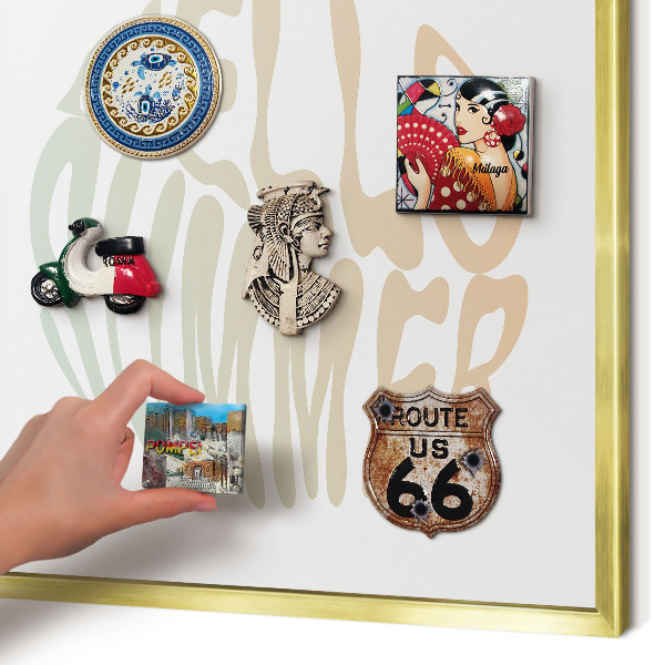 Lavagna magnetica per calamite souvenir in colore oro Ciao estate