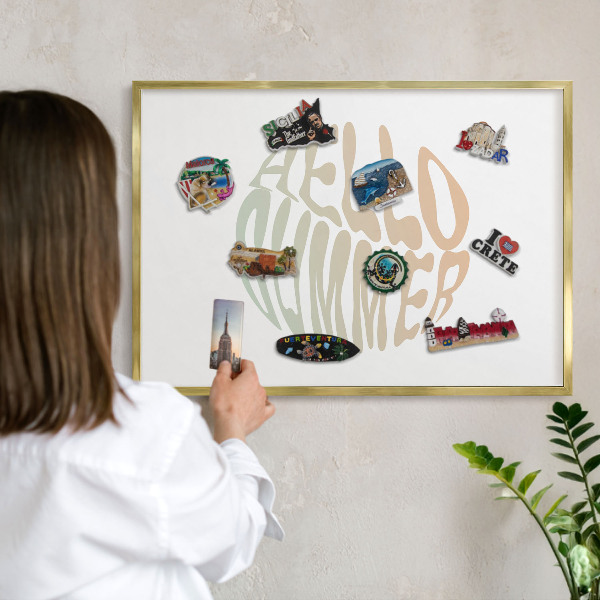 Lavagna magnetica per calamite souvenir in colore oro Ciao estate