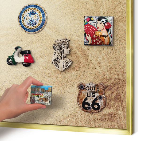 Lavagna magnetica per calamite souvenir in colore oro Foglie di sabbia