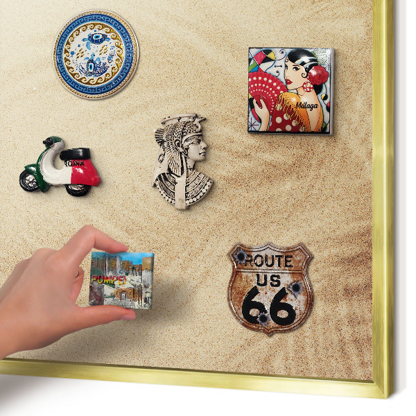 Lavagna magnetica per calamite souvenir in colore oro Foglie di sabbia