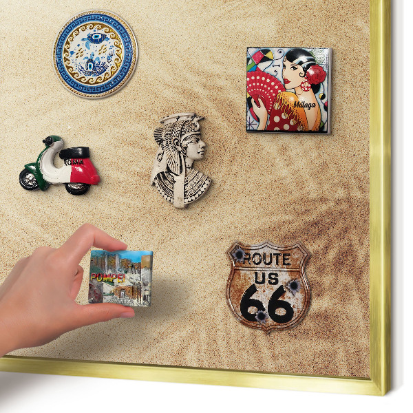 Lavagna magnetica per calamite souvenir in colore oro Foglie di sabbia