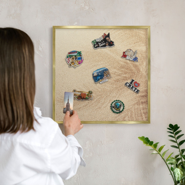 Lavagna magnetica per calamite souvenir in colore oro Foglie di sabbia