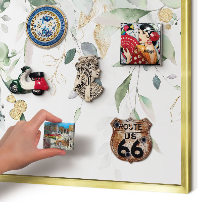 Lavagna magnetica per calamite souvenir in colore oro Foglie verdi