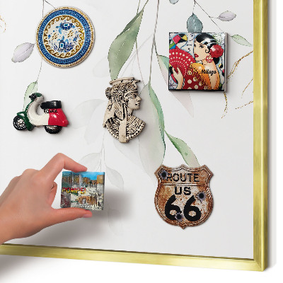 Lavagna magnetica per calamite souvenir in colore oro Foglie verdi