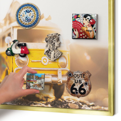 Lavagna magnetica per calamite souvenir in colore oro Viaggio retrò