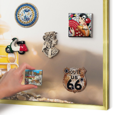 Lavagna magnetica per calamite souvenir in colore oro Viaggio retrò