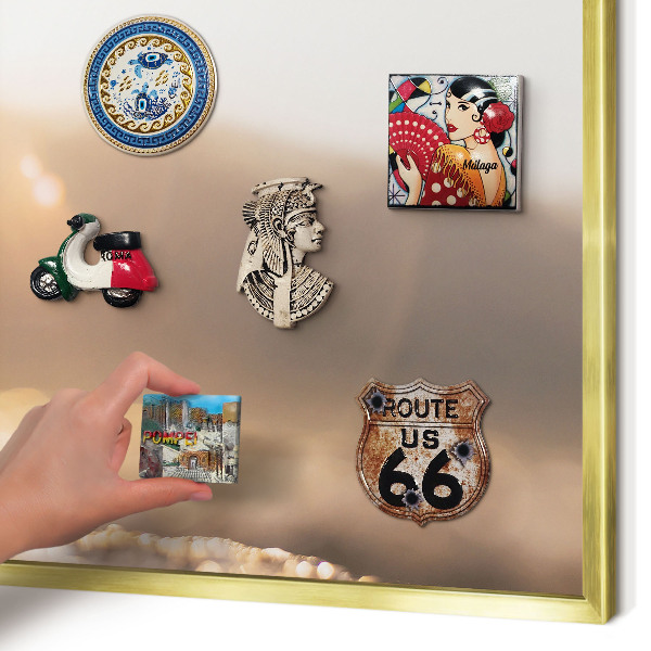 Lavagna magnetica per calamite souvenir in colore oro Viaggio retrò